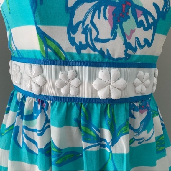 Lilly Pulitzer Strapless dress womens 0 Langley style Shorley Blue corset summer - Picture 5 of 12